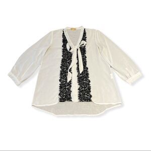 Takara Women’s Black White Blouse Top Size Small